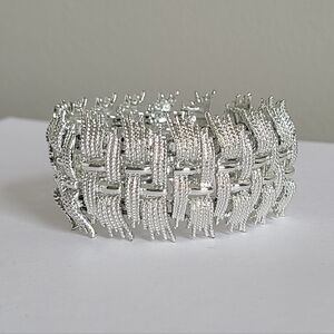 Vintage 60's Coro Silver Tone Bold Wide Chunky Costume Chain Link Bracelet